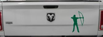 Bow Hunter Hunting Car or Truck Window Decal Sticker (Dark Green)