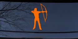 Bow Hunter Hunting Car or Truck Window Decal Sticker (Orange)