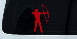 Bow Hunter Hunting Car or Truck Window Decal Sticker (Red)