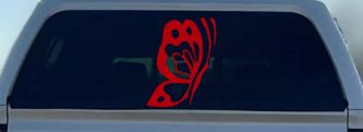 Butterfly Side Butterflies Car or Truck Window Decal Sticker (Red)