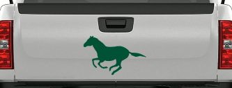 Horse Mustang Running Western Farm Ranch Rodeo Car or Truck Window Decal Sticker (Dark Green)
