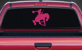 Broncing Horse Car or Truck Vinyl Window Decal Sticker (Hot Pink)