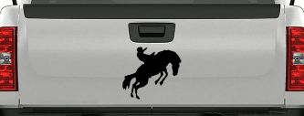 Rodeo Bucking Bronco Cowboy Western Farm Ranch Car or Truck Window Decal Sticker (Black)