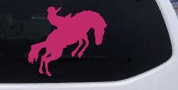 Rodeo Bucking Bronco Cowboy Western Farm Ranch Car or Truck Window Decal Sticker (Hot Pink)