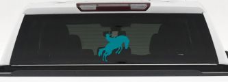 Rodeo Bucking Bronco Cowboy Western Farm Ranch Car or Truck Window Decal Sticker (Turquoise Blue)