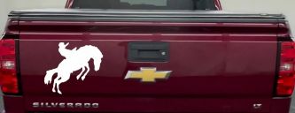 Rodeo Bronco Cowboy Truck Decal Western Farm Ranch Window Sticker (White)