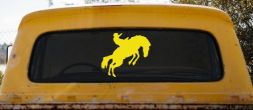 Rodeo Bronco Cowboy Truck Decal Western Farm Ranch Window Sticker (Yellow)