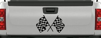 Racing Flags Car or Truck Window Decal Sticker (Black)