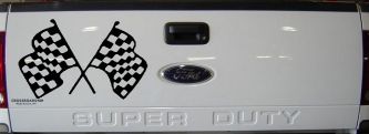 Racing Flags Car or Truck Window Decal Sticker (Black)