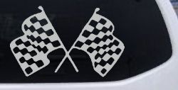 Racing Flags Car or Truck Window Decal Sticker (Light Gray)