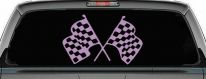 Racing Flags Car or Truck Window Decal Sticker (Lilac)