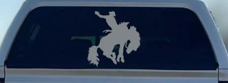 Rodeo Bucking Bronco Cowboy Western Farm Ranch Car or Truck Window Decal Sticker (Telegrey)