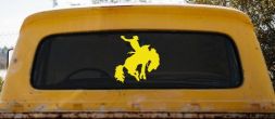 Bucking Bronco Cowboy Decal for Car Truck Window Western Ranch Sticker (Yellow)