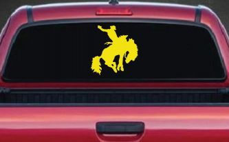 Rodeo Bucking Bronco Cowboy Western Farm Ranch Car or Truck Window Decal Sticker (Yellow)