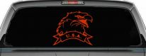 Eagle with USA Banner Military Car or Truck Window Decal Sticker (Orange Red)
