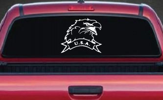 Eagle with USA Banner Military Car or Truck Window Decal Sticker