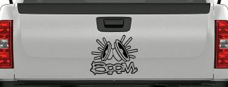 Boom Subwoofer Speakers Car or Truck Window Decal Sticker (Black)