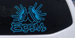 Boom Subwoofer Speakers Car or Truck Window Decal Sticker (Blue)