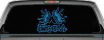 Boom Subwoofer Speakers Car or Truck Window Decal Sticker (Blue)