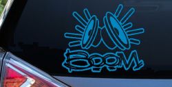 Boom Subwoofer Speakers Car or Truck Window Decal Sticker (Blue)