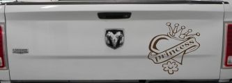 Princess With Heart and Crown Car or Truck Window Decal Sticker (Brown)