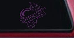 Princess With Heart and Crown Car or Truck Window Decal Sticker (Violet)