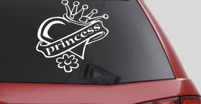 Princess Heart Crown Decal Car Truck Window Vinyl Sticker