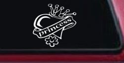 Princess With Heart and Crown Car or Truck Window Decal Sticker