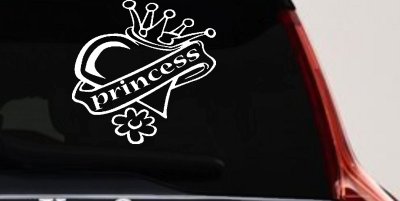Princess Heart Crown Decal Car Truck Window Vinyl Sticker