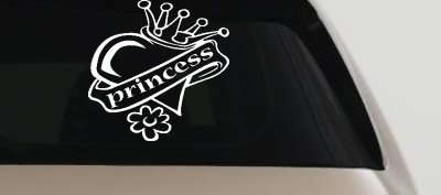 Princess Heart Crown Decal Car Truck Window Vinyl Sticker