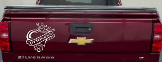 Princess With Heart and Crown Car or Truck Window Decal Sticker (White)