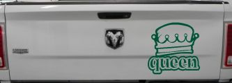 Queen with Crown Car or Truck Window Decal Sticker (Dark Green)