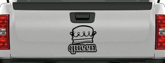 Queen with Crown Car or Truck Window Decal Sticker (Matte Black)