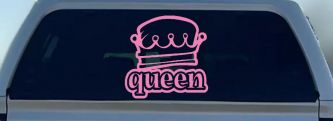 Queen with Crown Car or Truck Window Decal Sticker (Pink)