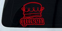 Queen with Crown Car or Truck Window Decal Sticker (Red)