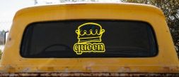 Queen with Crown Car or Truck Window Decal Sticker (Yellow)