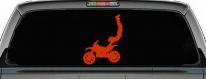 Dirtbike Motorcycle Trick Car or Truck Window Decal Sticker (Orange Red)