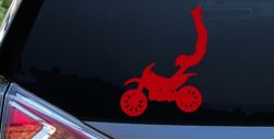 Dirtbike Motorcycle Trick Car or Truck Window Decal Sticker (Red)