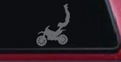 Dirtbike Motorcycle Trick Car or Truck Window Decal Sticker (Silver)