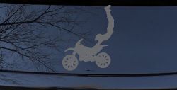 Dirtbike Motorcycle Trick Car or Truck Window Decal Sticker (Silver)