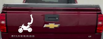 Dirtbike Motorcycle Trick Car or Truck Window Decal Sticker (White)
