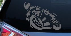 Street Bike Motorcycle Racing Car or Truck Window Decal Sticker (Silver)