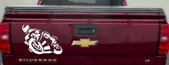Street Bike Motorcycle Racing Car or Truck Window Decal Sticker (White)