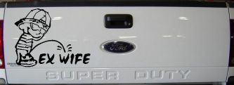 Pee on Ex Wife Car or Truck Window Decal Sticker (Black)