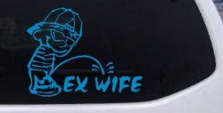Funny Peeing Man Ex Wife Car Decal Vinyl Sticker Truck Window Humor (Blue)