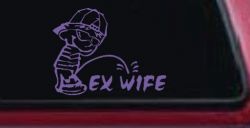 Pee on Ex Wife Car or Truck Window Decal Sticker (Purple)