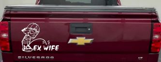 Pee on Ex Wife Car or Truck Window Decal Sticker (White)