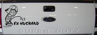 Pee on Ex Husband Car or Truck Window Decal Sticker (Black)