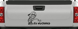 Pee on Ex Husband Car or Truck Window Decal Sticker (Black)