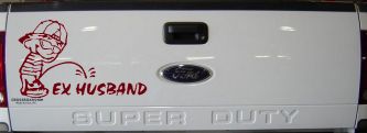 Pee on Ex Husband Car or Truck Window Decal Sticker (Burgundy)